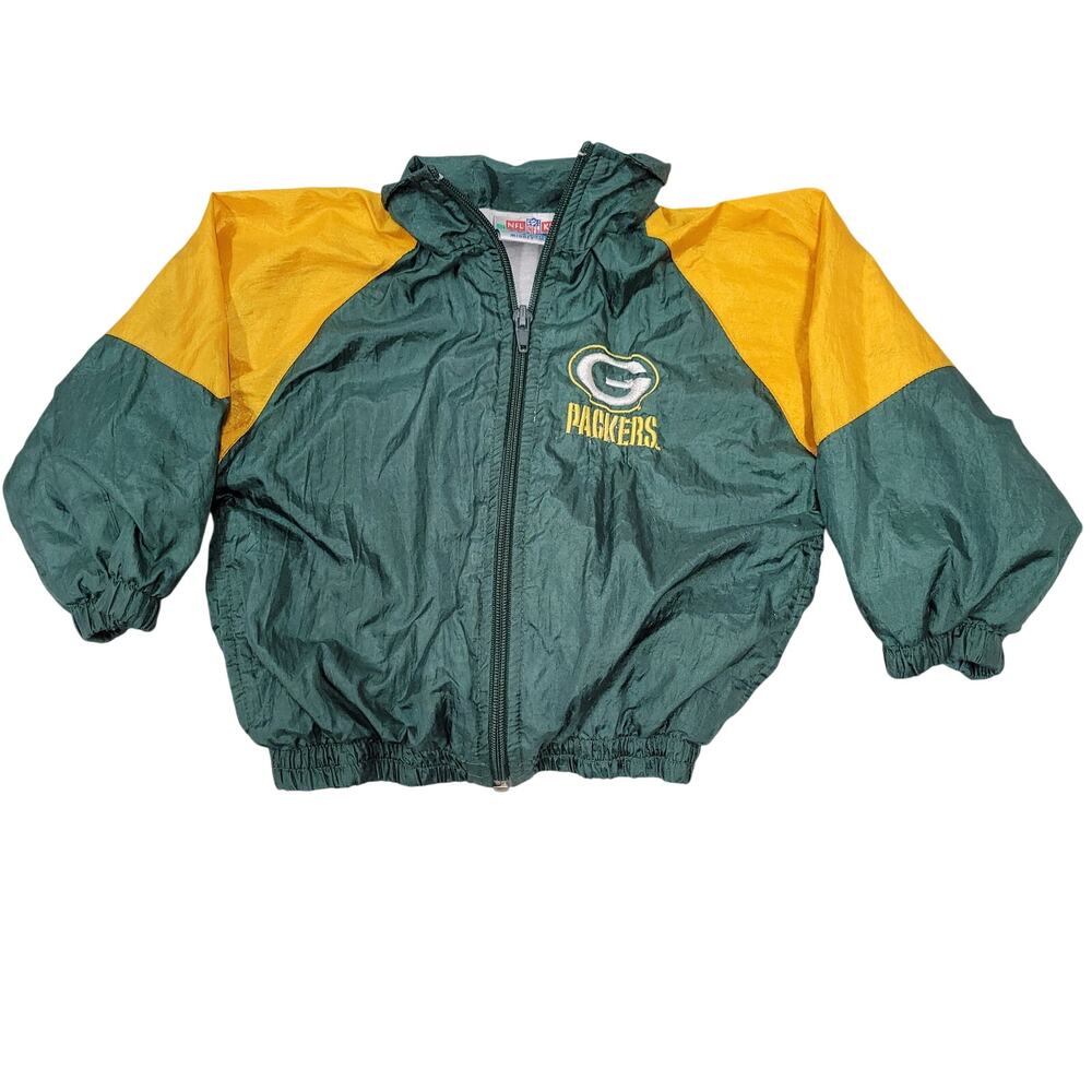 Vintage 90s Green Bay Packers NFL Kids Toughdown Club Windbreaker Jacket 18M